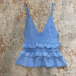 BCBG Generation small blue ruffled tank top